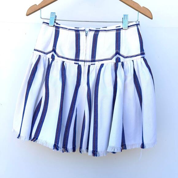 Isabel Marant Delia Denim White Jean Fringe Western Mini Skirt 2 Festival 34 - Picture 8 of 10